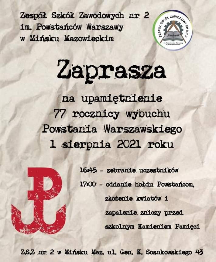 Obchody 77. rocznicy Powstania Warszawskiego (Zespół Szkół Zawodowych nr 2)