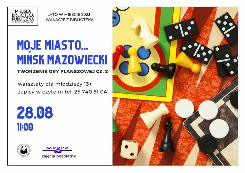 Moje Miasto...Mińsk Mazowiecki - tworzenie gry planszowej warsztaty z MBP