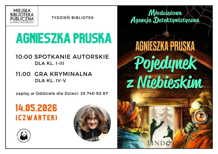 Spotkania dla uczni&oacute;w szk&oacute;ł podstawowych z&nbsp;Agnieszką Pruską / Tydzień Bibliotek