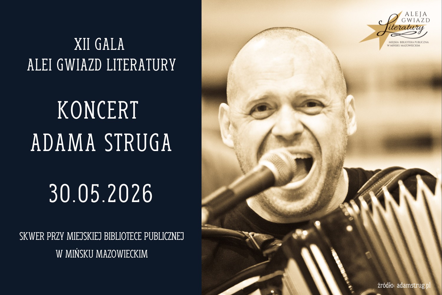 Koncert Adama Struga podczas XII Gali Alei Gwiazd Literatury