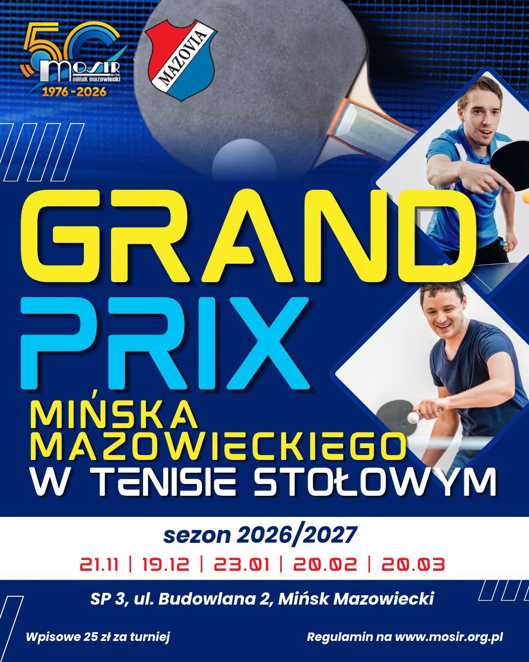 Grand Prix Mińska Mazowieckiego w&nbsp;Tenisie Stołowym &ndash; sezon 2026/2027!