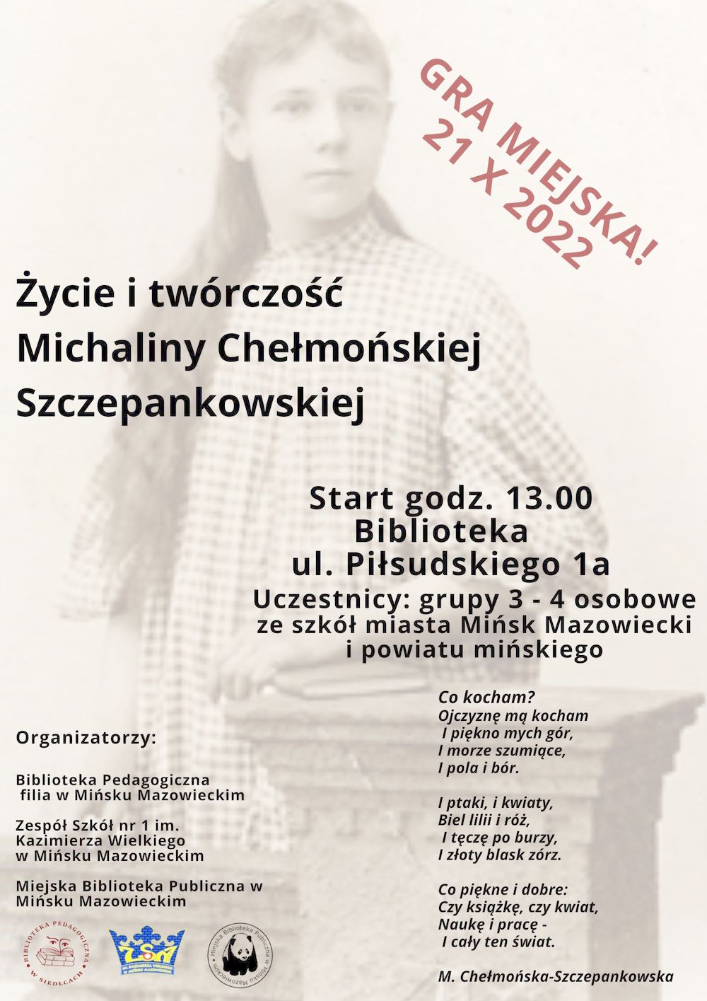 Gra miejska Życie i twórczość Michaliny Chełmońskiej-Szczepankowskiej